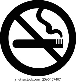 No Smoking Sign Vector Silhouette Simple Design for Health Awareness