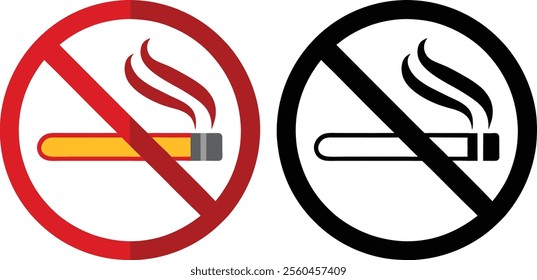 No Smoking Sign Vector Silhouette Simple Design for Health Awareness