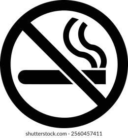 No Smoking Sign Vector Silhouette Simple Design for Health Awareness