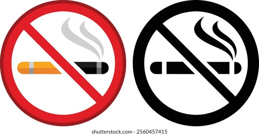 No Smoking Sign Vector Silhouette Simple Design for Health Awareness