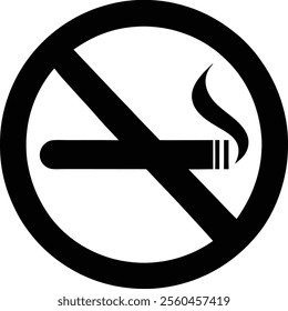 No Smoking Sign Vector Silhouette Simple Design for Health Awareness