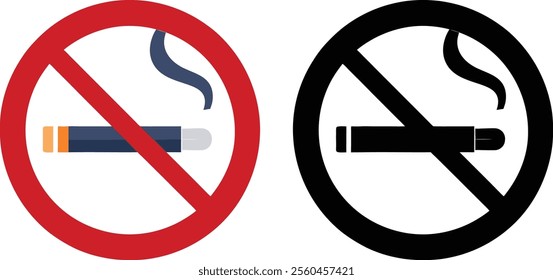 No Smoking Sign Vector Silhouette Simple Design for Health Awareness