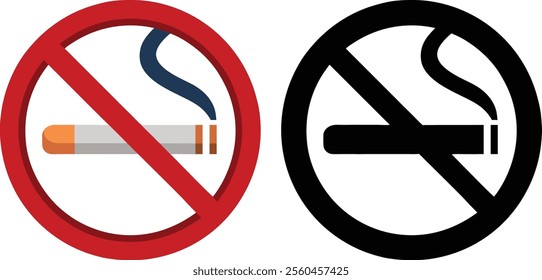 No Smoking Sign Vector Silhouette Simple Design for Health Awareness