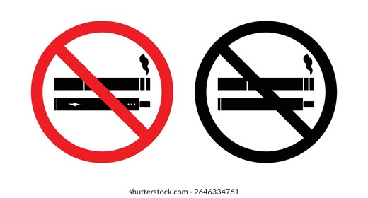  No smoking sign vector, No vaping combined sign isolated on white.