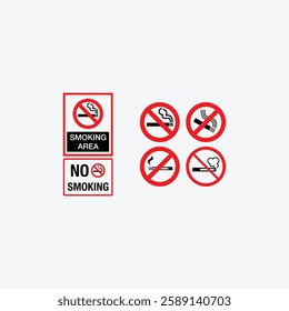 no smoking sign vectors set collection 