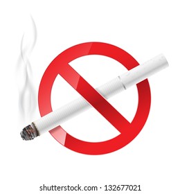 no smoking sign with white cigarette