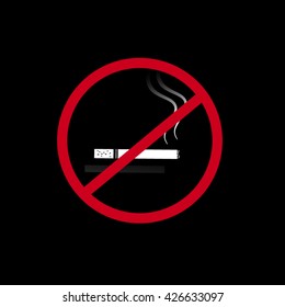 No smoking sign of white cigarette on black in to red circle for meaning of no smoking zone, anti smoke day, tobacco free day.