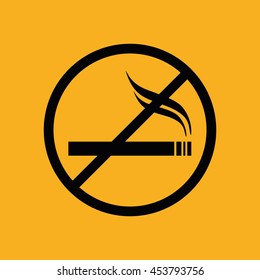 No smoking sign. Yellow background