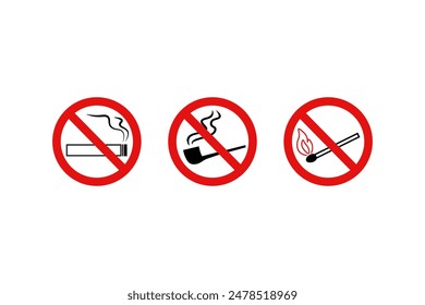 No smoking signs or icons silhouettes isolated vector symbols