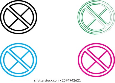 No smoking signs, minimalist design, circular icons, bold outlines, black and white, neon colors, green blue pink, simple geometric shapes, vector graphics, clean lines, symbolic representation, prohi