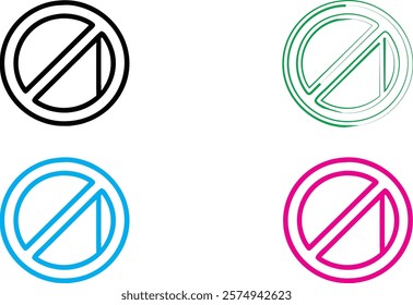 No smoking signs, minimalist design, circular icons, bold outlines, black and white, neon colors, green blue pink, simple geometric shapes, vector graphics, clean lines, symbolic representation, prohi