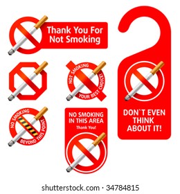 No Smoking signs. Vector. Detailed portrayal.