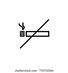 No smoking simple  flat black color outline icon prohibition sign