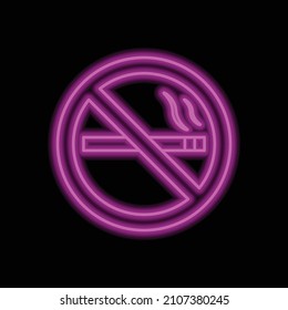 No smoking simple icon. Flat desing. Purple neon on black background.ai