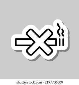 No smoking simple icon vector. Flat design. Sticker with shadow on gray background.ai