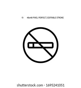 No smoking  simple line icon vector illustration. Editable stroke. 48x48 Pixel Perfect.
