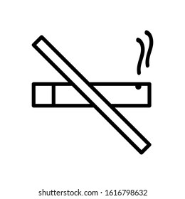 No smoking simple oultine, thin line illustration, sign isolated on white background EPS Vector