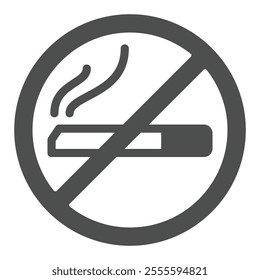 No smoking solid icon, smoking issues concept. Vector graphics. Cigarette tobacco sign on white background, glyph style icon for mobile or web design