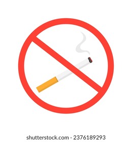 No smoking. Stop smoke concept. Forbidden cigarette. Flat vector illustration
