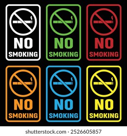 No smoking Stop smoke. Hotel service Cigarette line and flat icons set, editable stroke isolated on white, linear vector outline illustration, symbol logo design style.