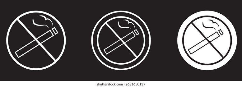 No smoking Stop smoke. Hotel service Cigarette line and flat icons set, isolated on white, flat and linear vector outline illustration, symbol logo design style. Eps 10