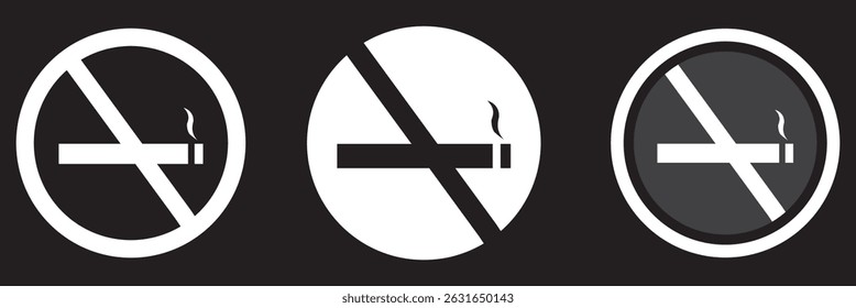 No smoking Stop smoke. Hotel service Cigarette line and flat icons set, isolated on white, flat and linear vector outline illustration, symbol logo design style. Eps 10