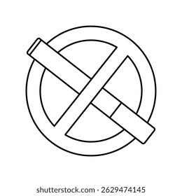 No smoking symbol, smoking ban. Simple icon, black outline. Isolated vector illustration. Ideal for a prohibition sign