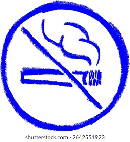 No Smoking Symbol Crayon Chalk Drawing Vector