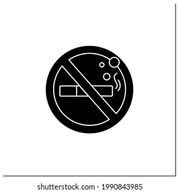 No smoking symbol glyph icon. Forbidden to smoke. Stop smoking. Public place navigation. Universal public building signs concept.Filled flat sign. Isolated silhouette vector illustration