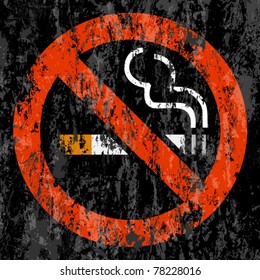 No smoking symbol grunge background. Vector illustration.