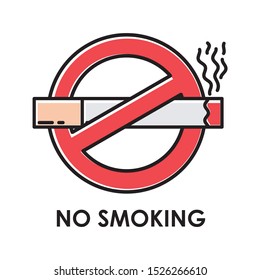 No Smoking symbol icon vector with outline design 
