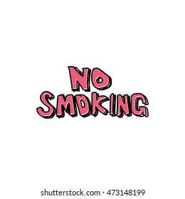 No smoking text doodle freehand drawn cartoon