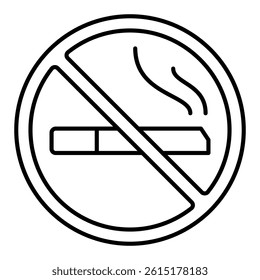 No smoking thin line icon, smoking issues concept. Vector graphics. Cigarette tobacco sign on white background, linear style for mobile or design