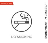 No Smoking Thin Line Vector Icon. Flat Icon Isolated on the White Background. Editable Stroke EPS file. Vector illustration.