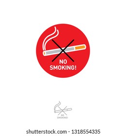 No Smoking thin line vector Icon. Flat Icon Isolated on the red circle. Editable Stroke EPS file. Vector illustration.