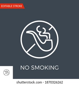 No Smoking Thin Line Vector Icon. Flat Icon Isolated on the Black Background. Editable Stroke EPS file. Vector illustration.