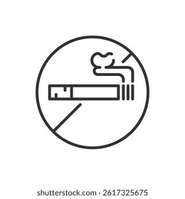 No Smoking Thin Line Vector Icon. Flat Icon Isolated on the White Background. Editable Stroke EPS file. Vector illustration.