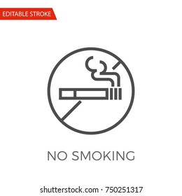 No Smoking Thin Line Vector Icon. Flat Icon Isolated on the White Background. Editable Stroke EPS file. Vector illustration.