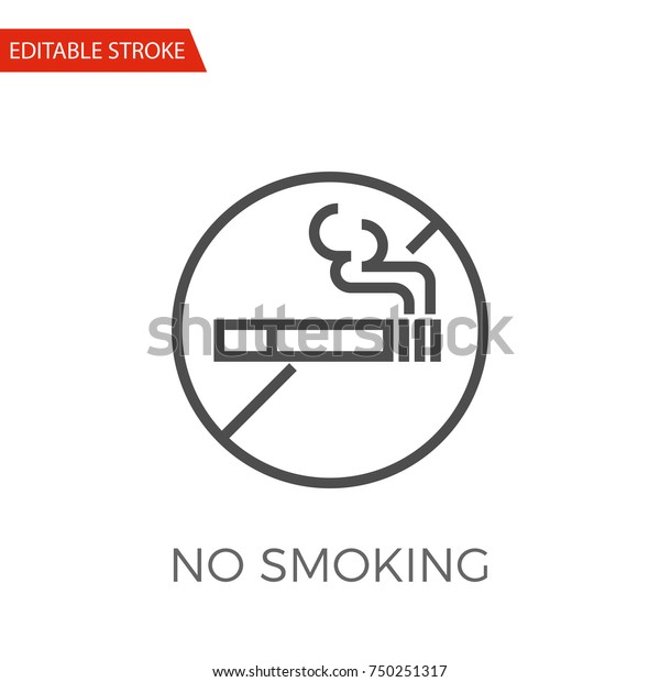 No Smoking Thin Line Vector Icon. Flat Icon\
Isolated on the White Background. Editable Stroke EPS file. Vector\
illustration.