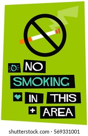 No Smoking In This Area (Flat Style Vector Illustration Sign Poster Design)