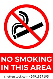 No smoking in this area. A sign with a request not to smoke. 