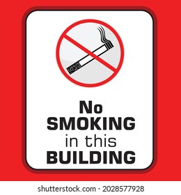 No Smoking in this building, sign vector