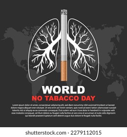 no smoking no tobacco day prohibited forbidden stop symbol world map social media template design