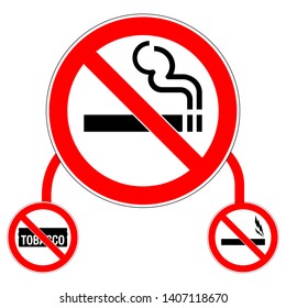 no smoking, tobacco signs on white background