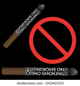 No smoking typography cigarettes with caution sign