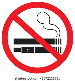 No smoking or no vaping allowed sign. Perfect prohibition symbol for tobacco and electronic cigarettes.