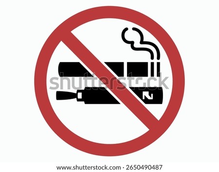 No Smoking and Vaping Allowed Signs. Cigarette and E-Cig Prohibition Symbols. Smoking Area Vector Illustration. no smoking, no vaping, smoking ban, vaping ban, warning, health, public place, tobacco.
