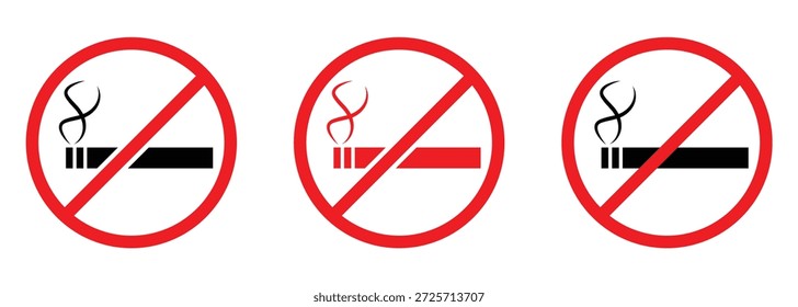 No smoking and no vaping icon set. Vector illustration.No smoking warning sign.