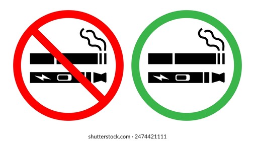 No smoking vaping prohibition sign set