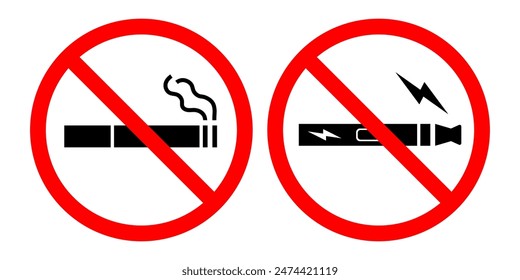 No smoking no vaping prohibition sign set